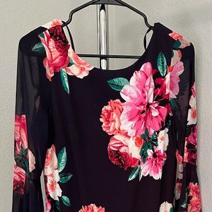Eliza J Longsleeve Navy Floral Dress